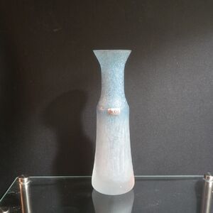 Rare Vintage Kosta Boda Elegant Blue Frosted Glass Vase Monica Backstrom Design.